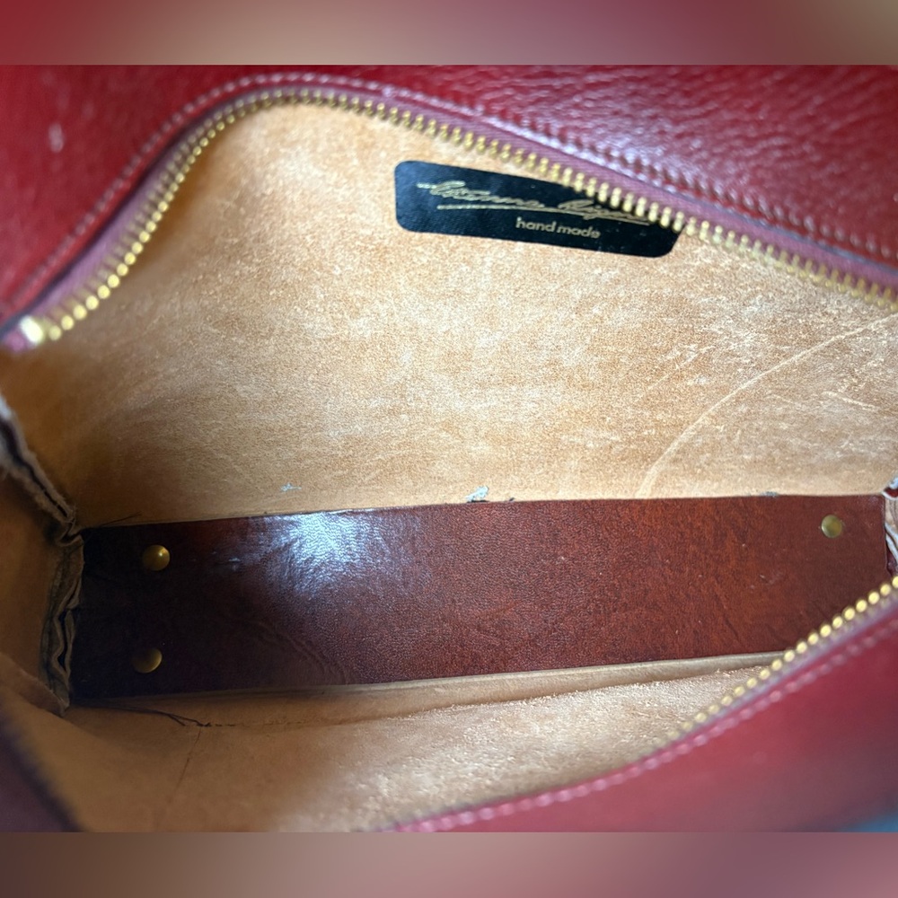Vintage Etienne Aigner Handmade Oxblood Red Leather Shoulder Bag Purse RARE EUC - Picture 12 of 14